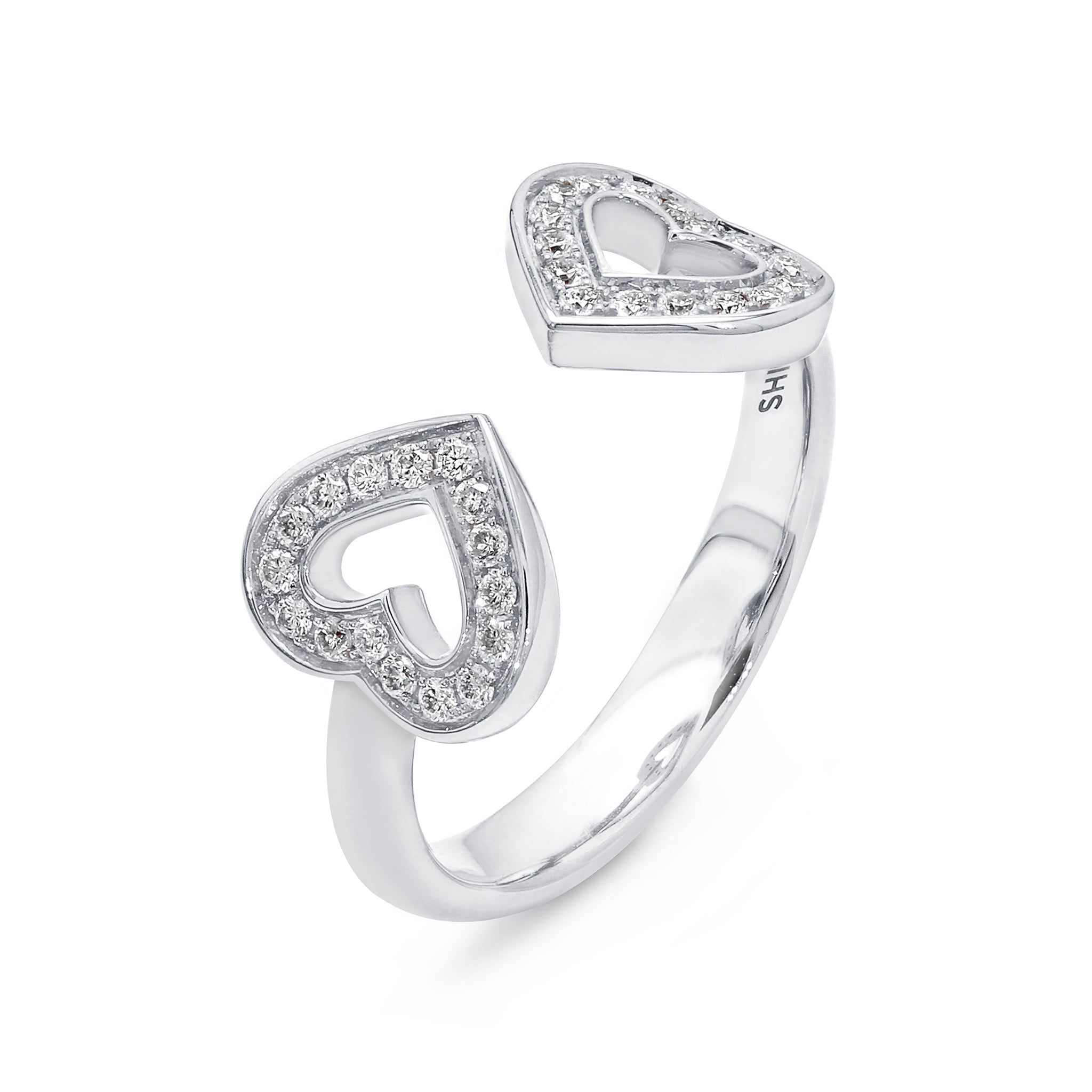 Shimansky - Two Hearts Open Diamond Pave Ring 0.20ct in 18K White Gold