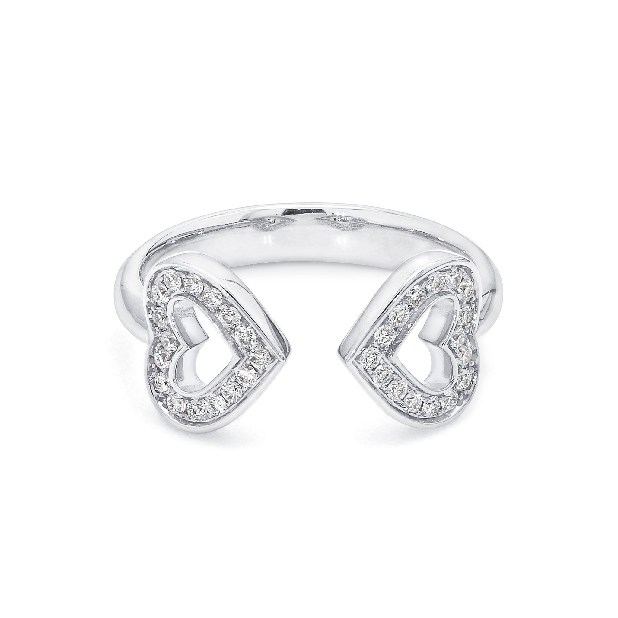 Shimansky - Two Hearts Open Diamond Pave Ring 0.20ct in 18K White Gold