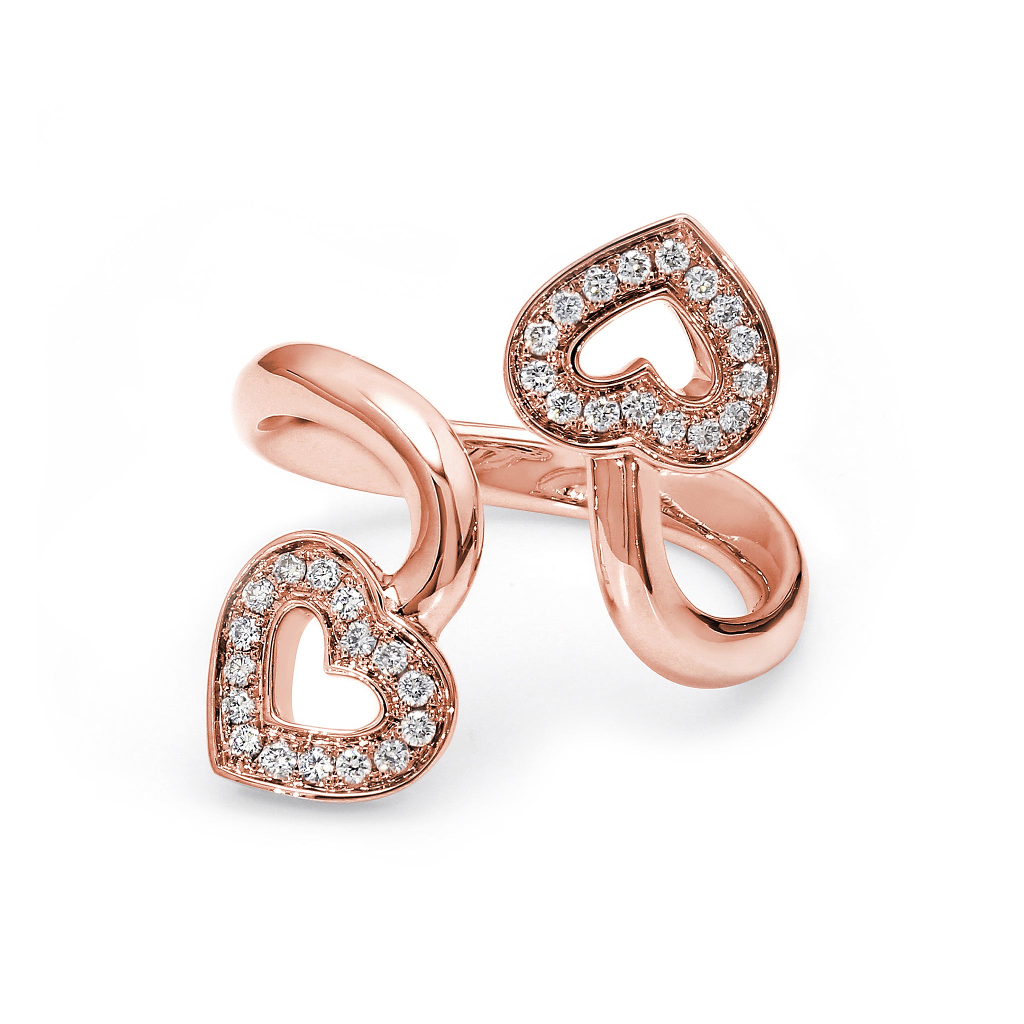 Shimansky - Two Hearts Twist Diamond Pave Ring 0.20ct crafted in 18K Rose Gold