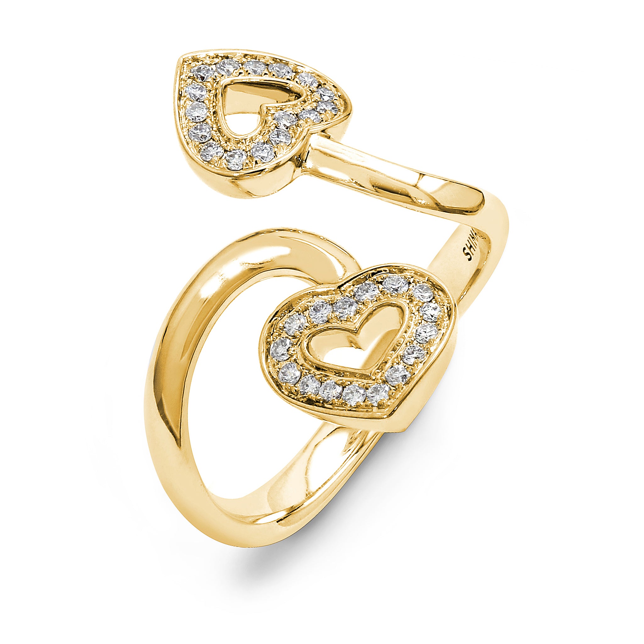 Shimansky - Two Hearts Twist Diamond Pave Ring 0.20ct crafted in 18K Yellow Gold