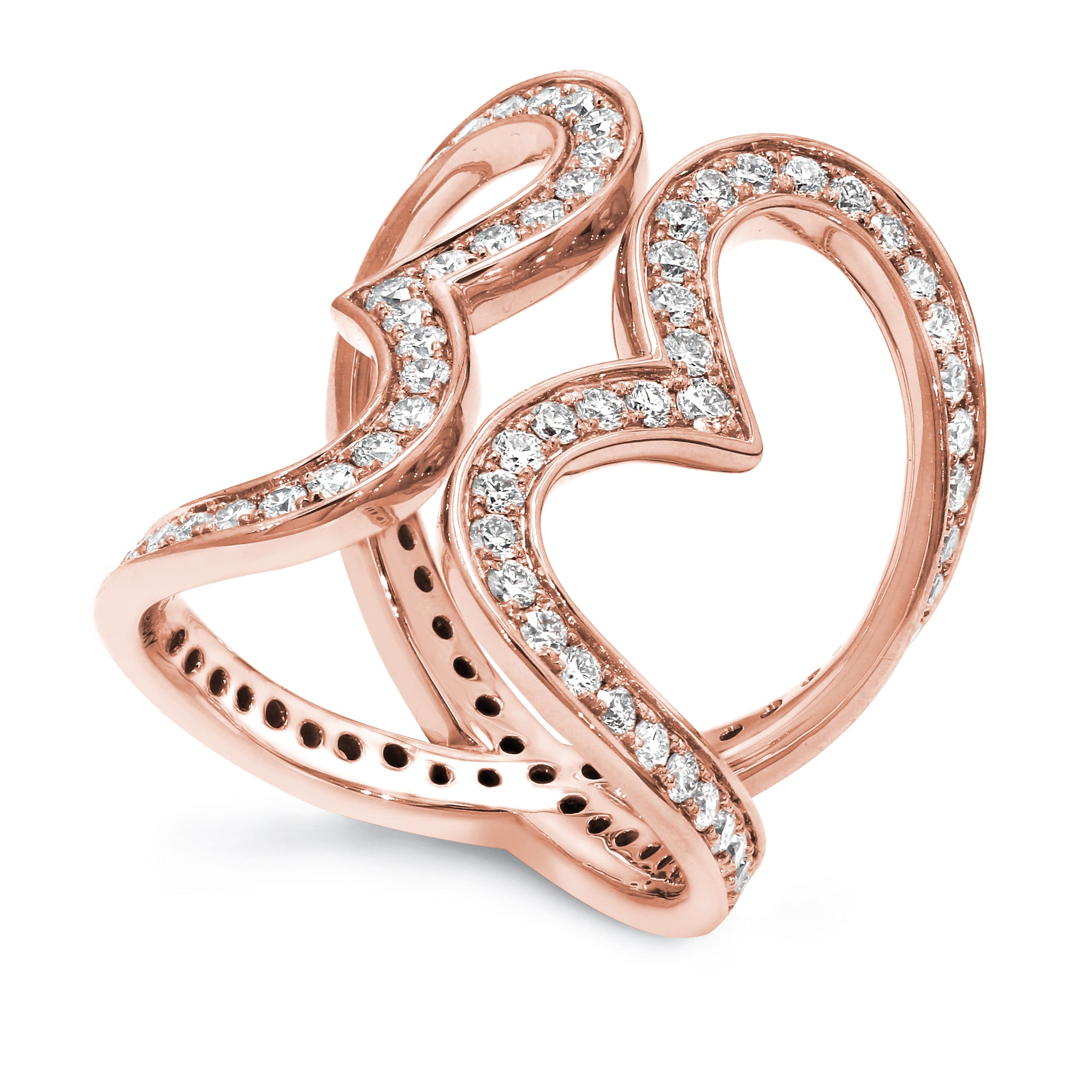 Shimansky - Two Hearts Diamond Statement Ring 1.70ct crafted in 18K Rose Gold