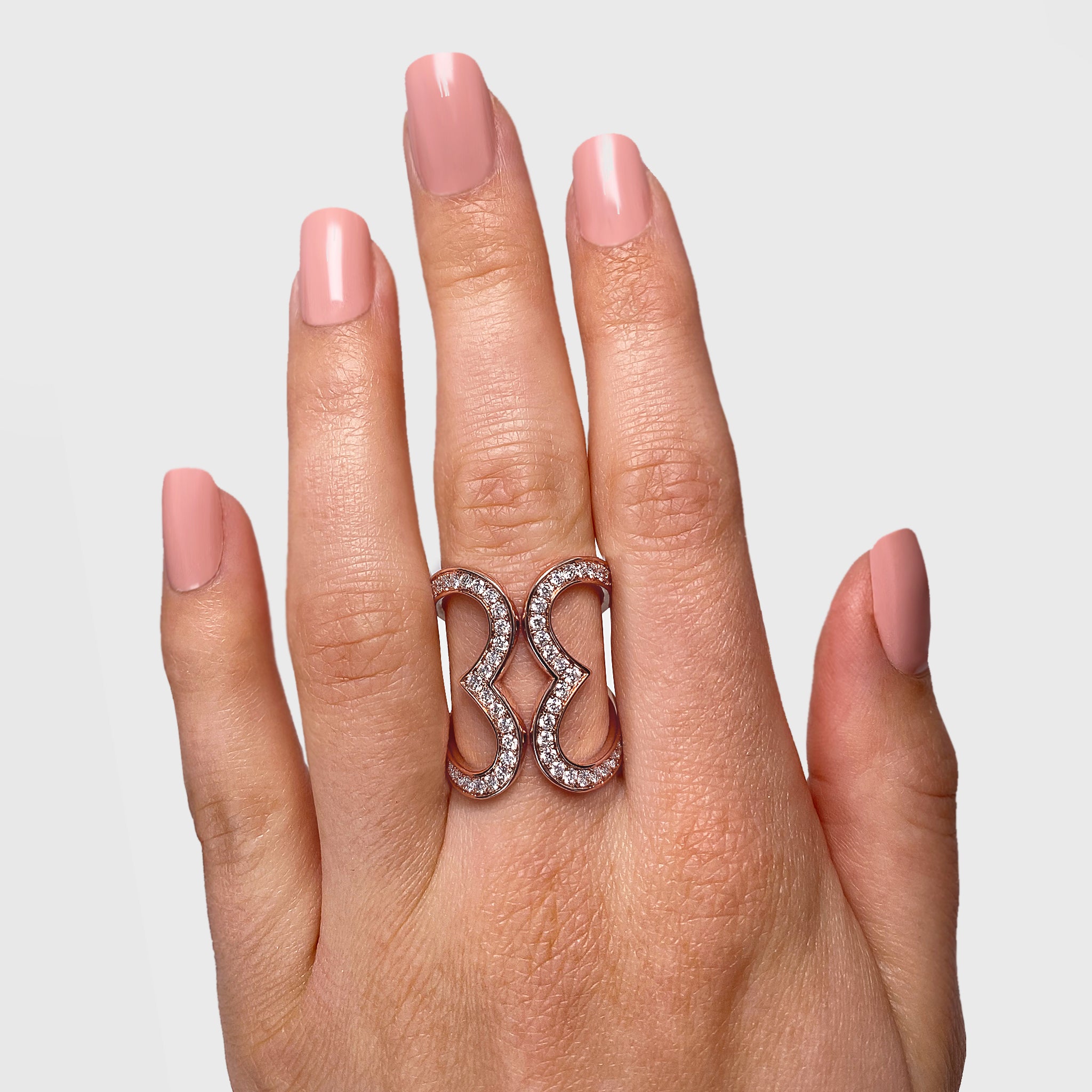 Shimansky - Women Wearing the Two Hearts Diamond Statement Ring 1.70ct crafted in 18K Rose Gold