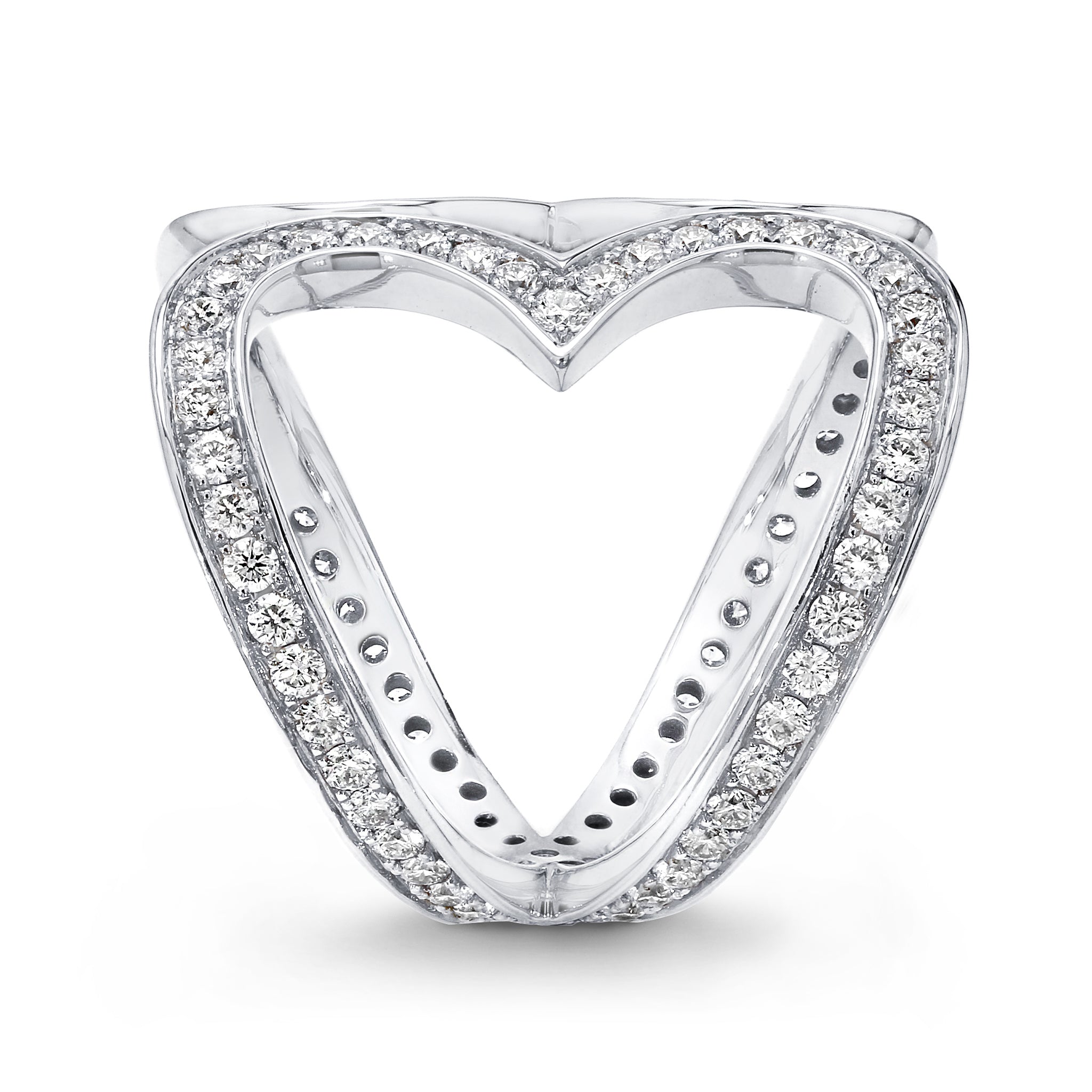 Shimansky - Two Hearts Diamond Statement Ring 1.70ct crafted in 18K White Gold