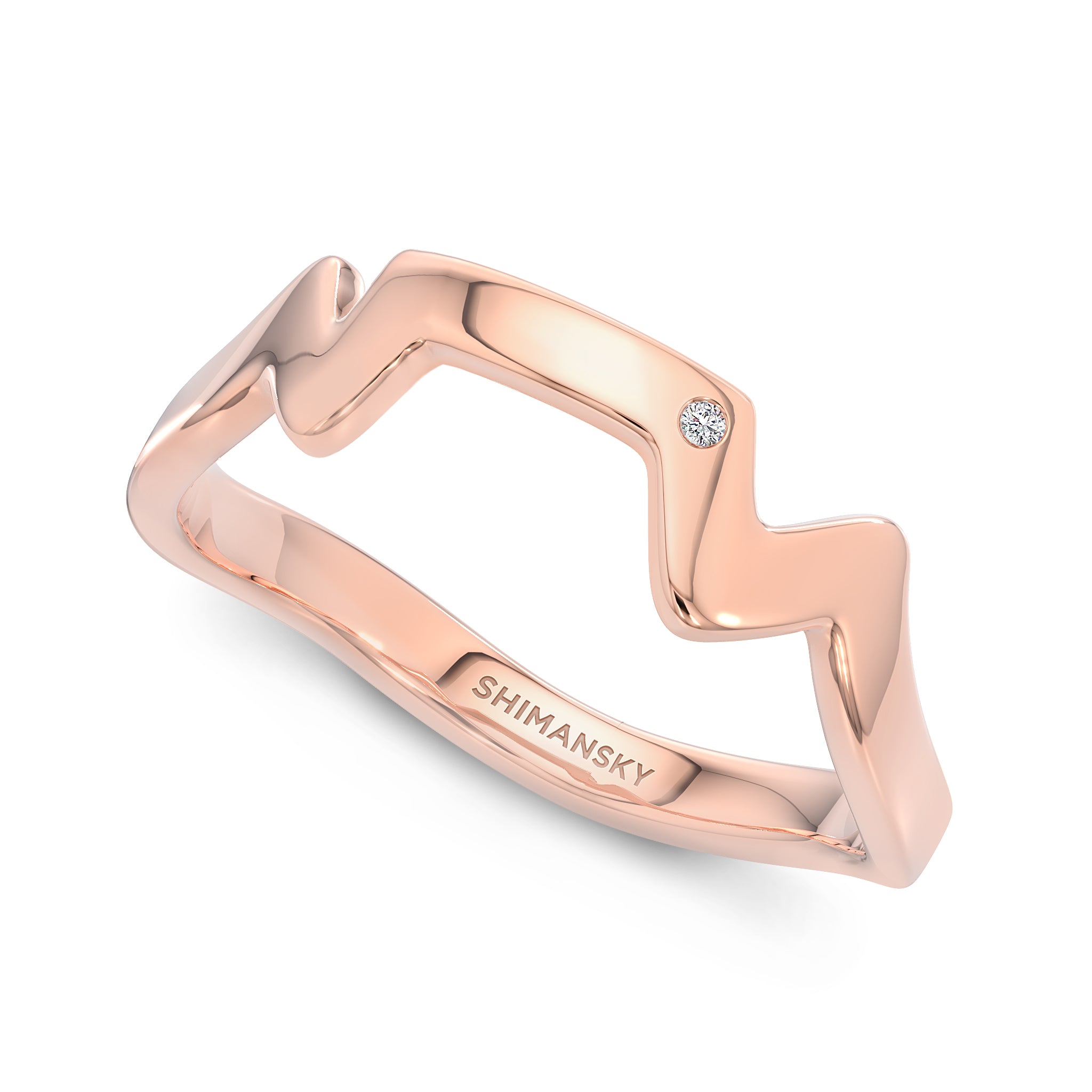 Shimansky - Table Mountain Single Diamond Ring Crafted in 14K Rose Gold