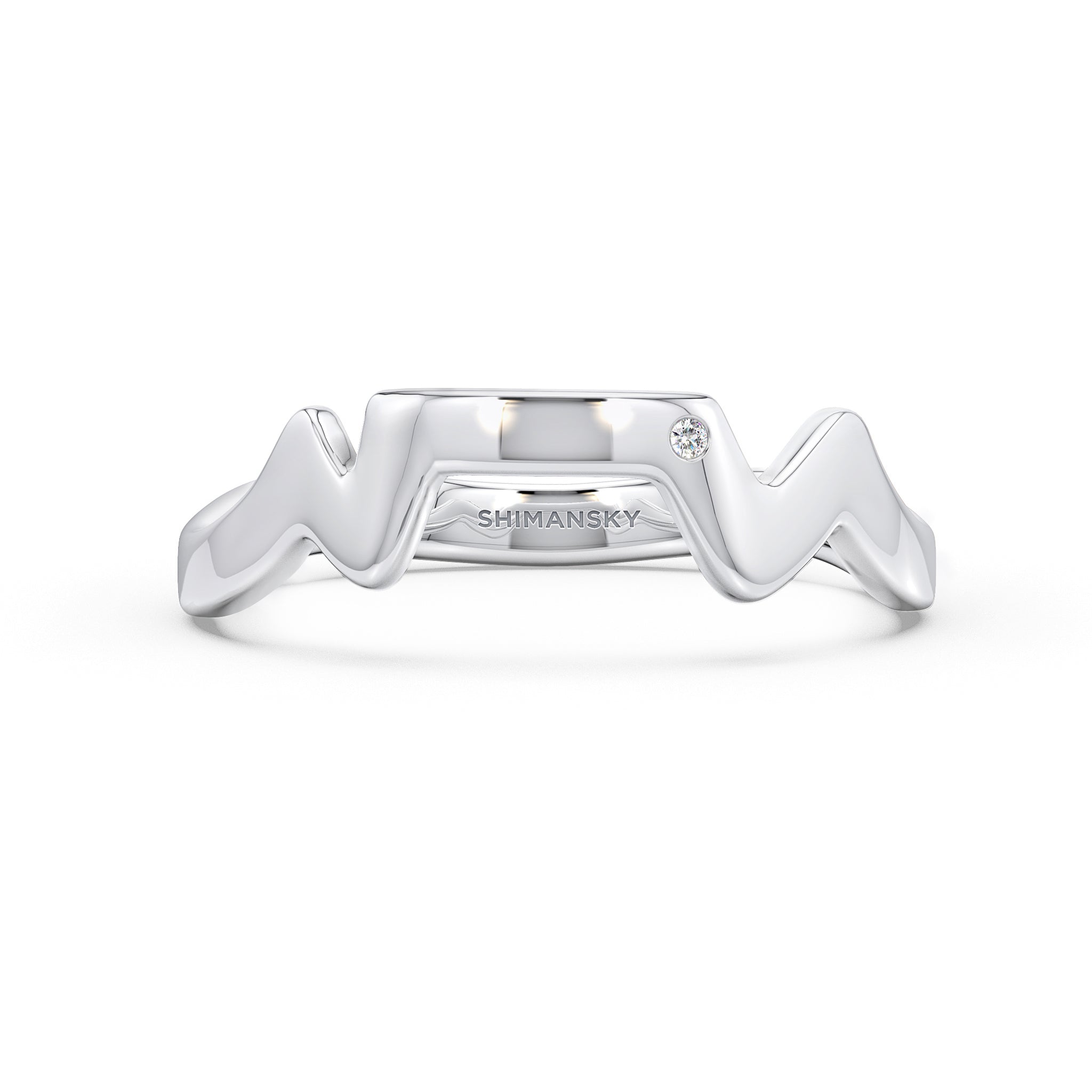 Shimansky - Table Mountain Single Diamond Ring Crafted in 14K White Gold