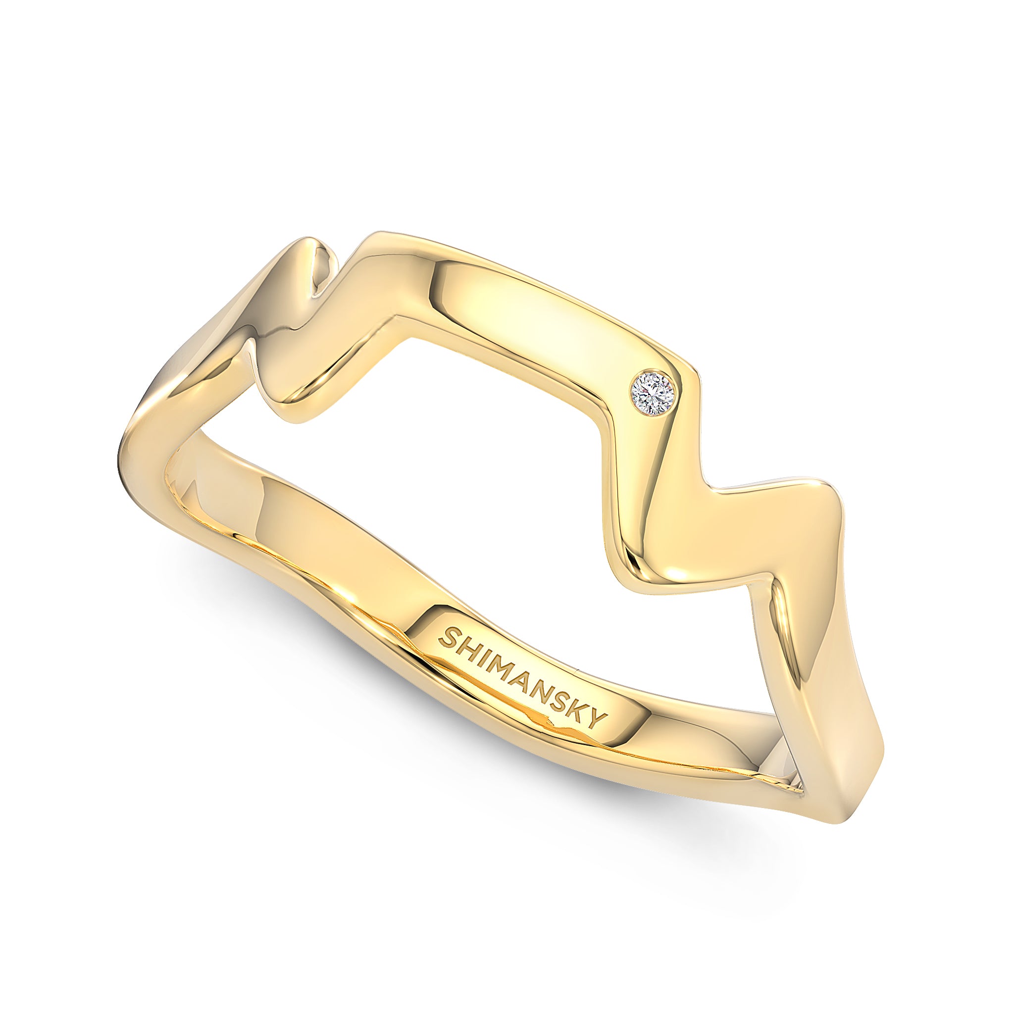 Shimansky - Table Mountain Single Diamond Ring Crafted in 14K Yellow Gold