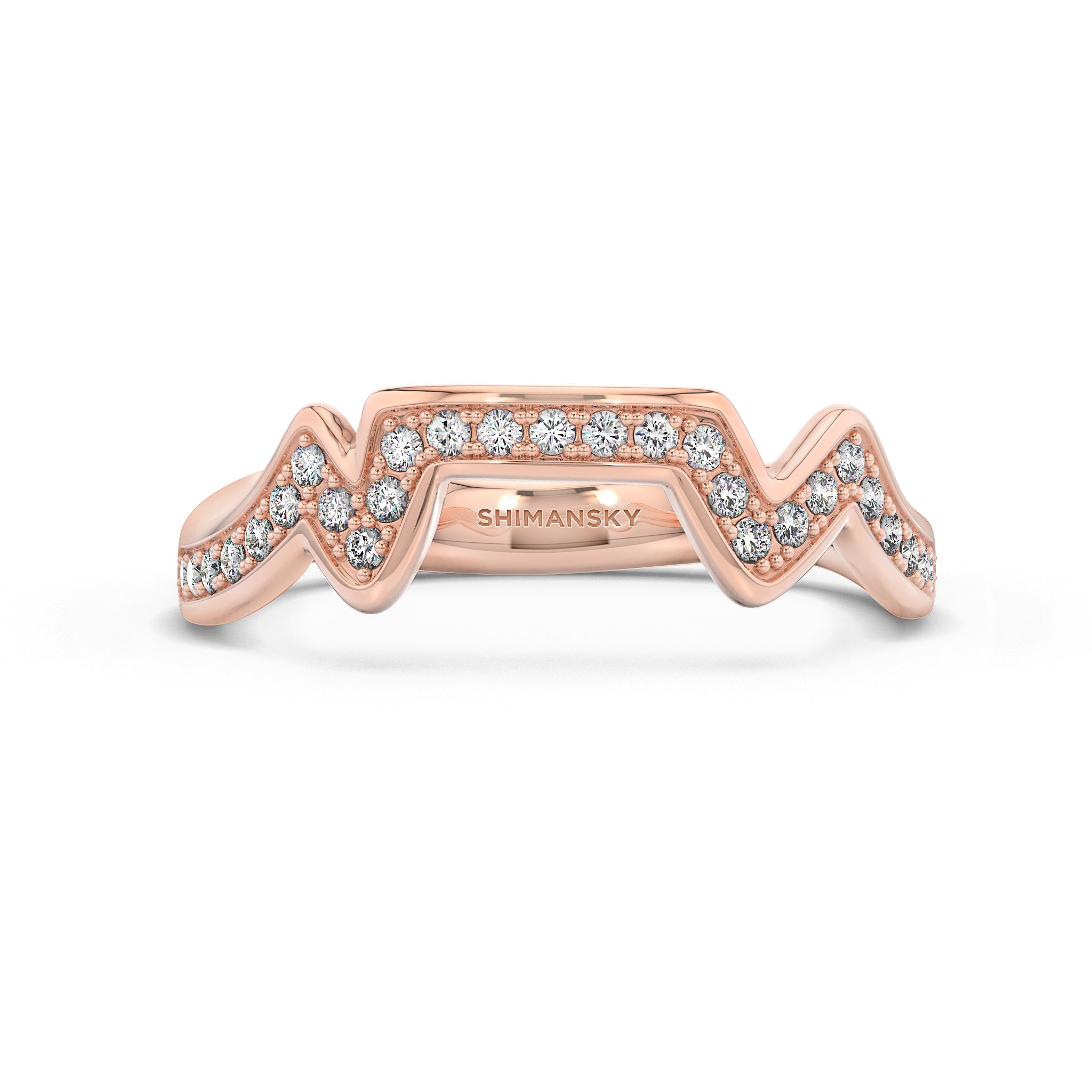 Shimansky - Table Mountain Pave Diamond Ring Crafted in 14K Rose Gold
