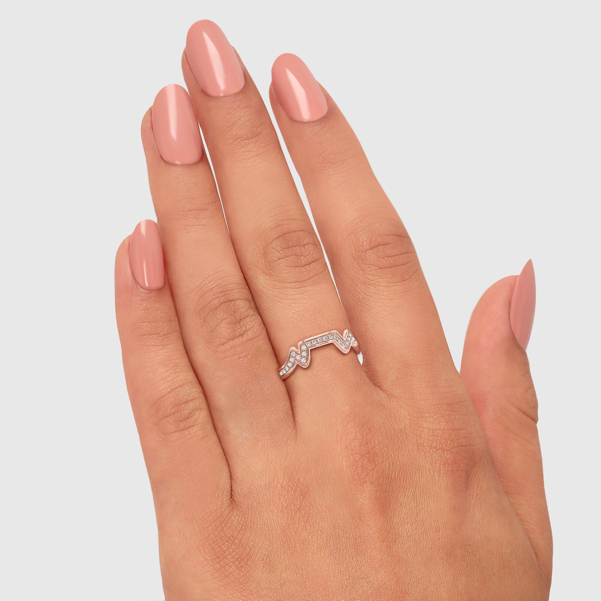 Shimansky - Women Wearing the Table Mountain Pave Diamond Ring Crafted in 14K Rose Gold