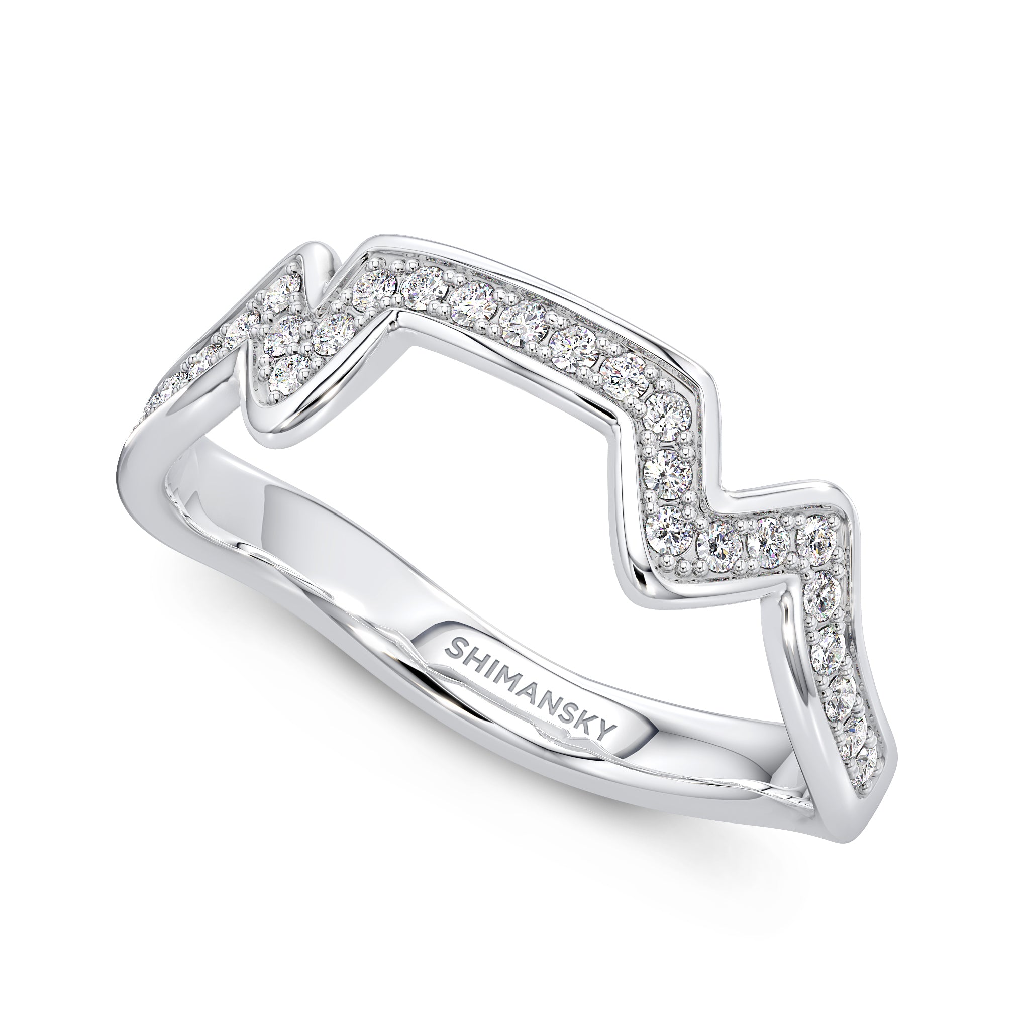 Shimansky - Table Mountain Pave Diamond Ring Crafted in 14K White Gold