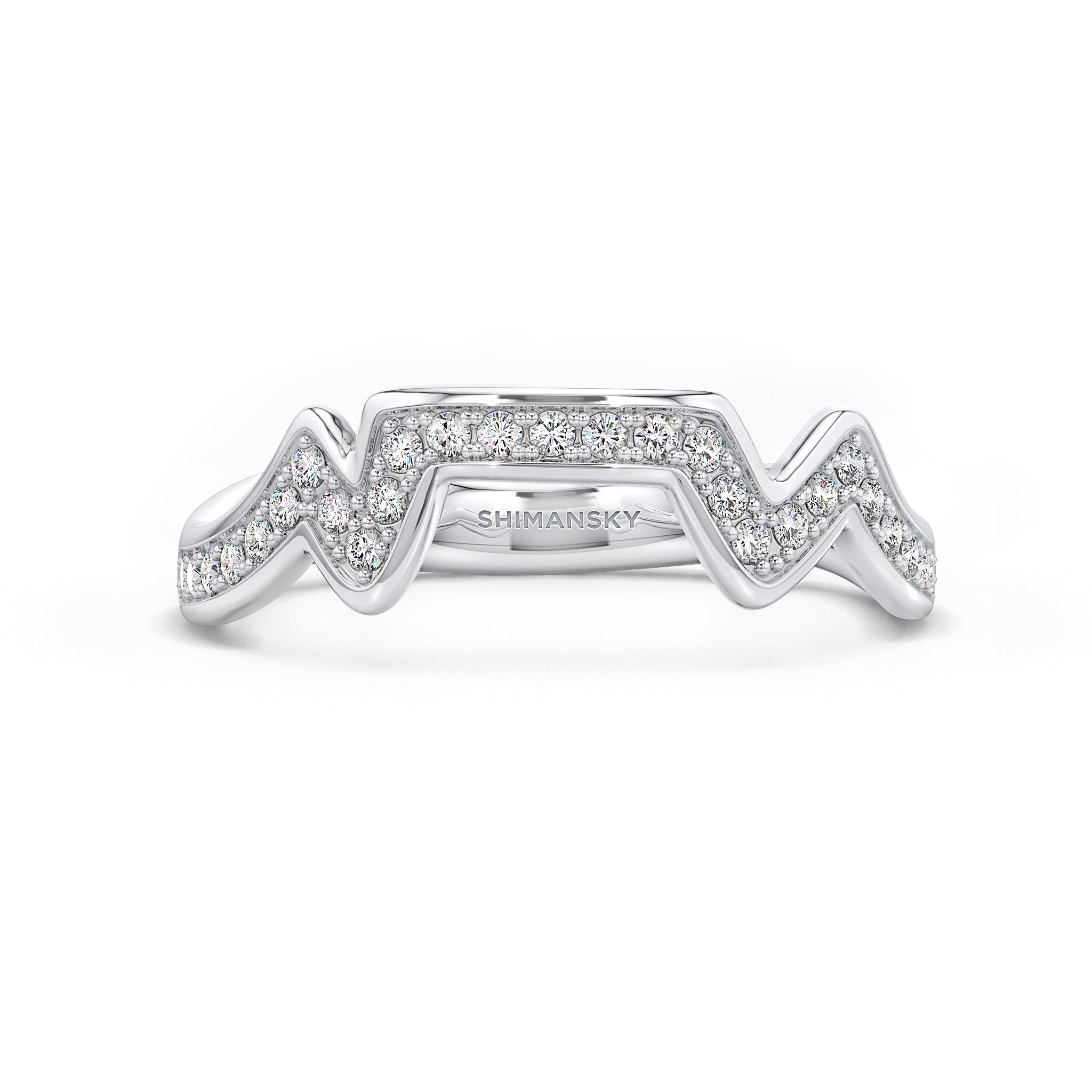 Shimansky - Table Mountain Pave Diamond Ring Crafted in 14K White Gold