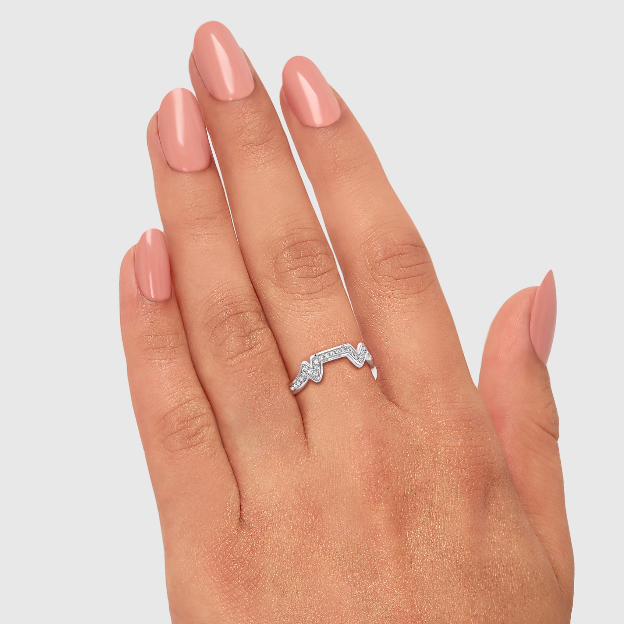 Shimansky - Women Wearing the Table Mountain Pave Diamond Ring Crafted in 14K White Gold