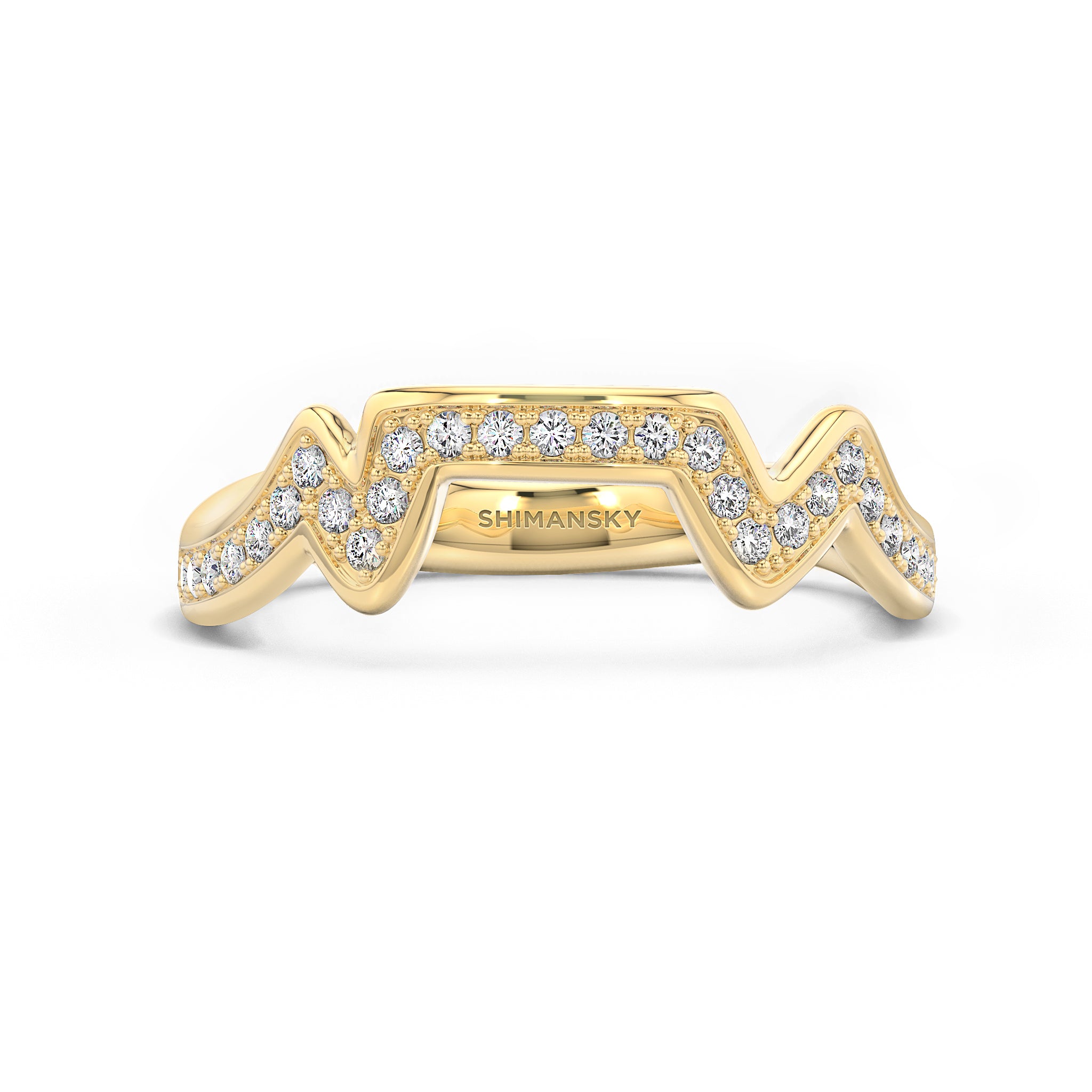 Shimansky - Table Mountain Pave Diamond Ring Crafted in 14K Yellow Gold