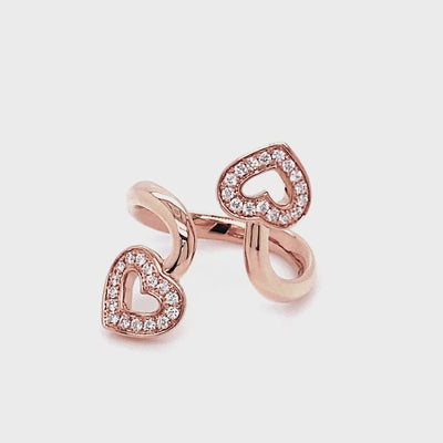 Shimansky - Two Hearts Twist Diamond Pave Ring 0.20ct crafted in 18K Rose Gold Product Video