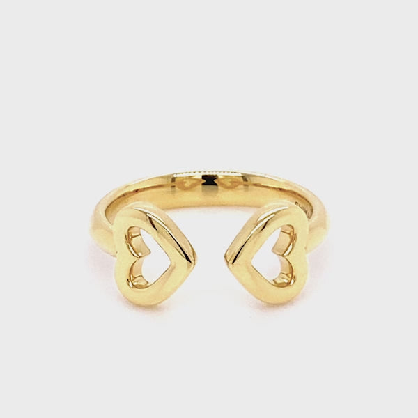 Shimansky - Two Hearts Open Ring Crafted in 18K Yellow Gold Product Video